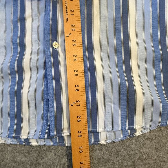 Lacoste Shirt Mens Size 40 Short Sleeve Stripes Blue Button Down - Picture 9 of 11